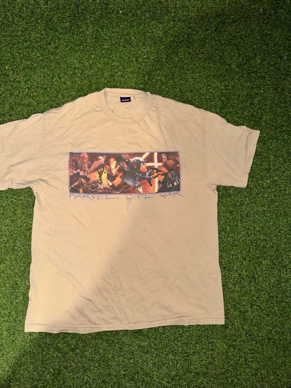 Most Marvel Civil War Graphic T-Shirt Beige